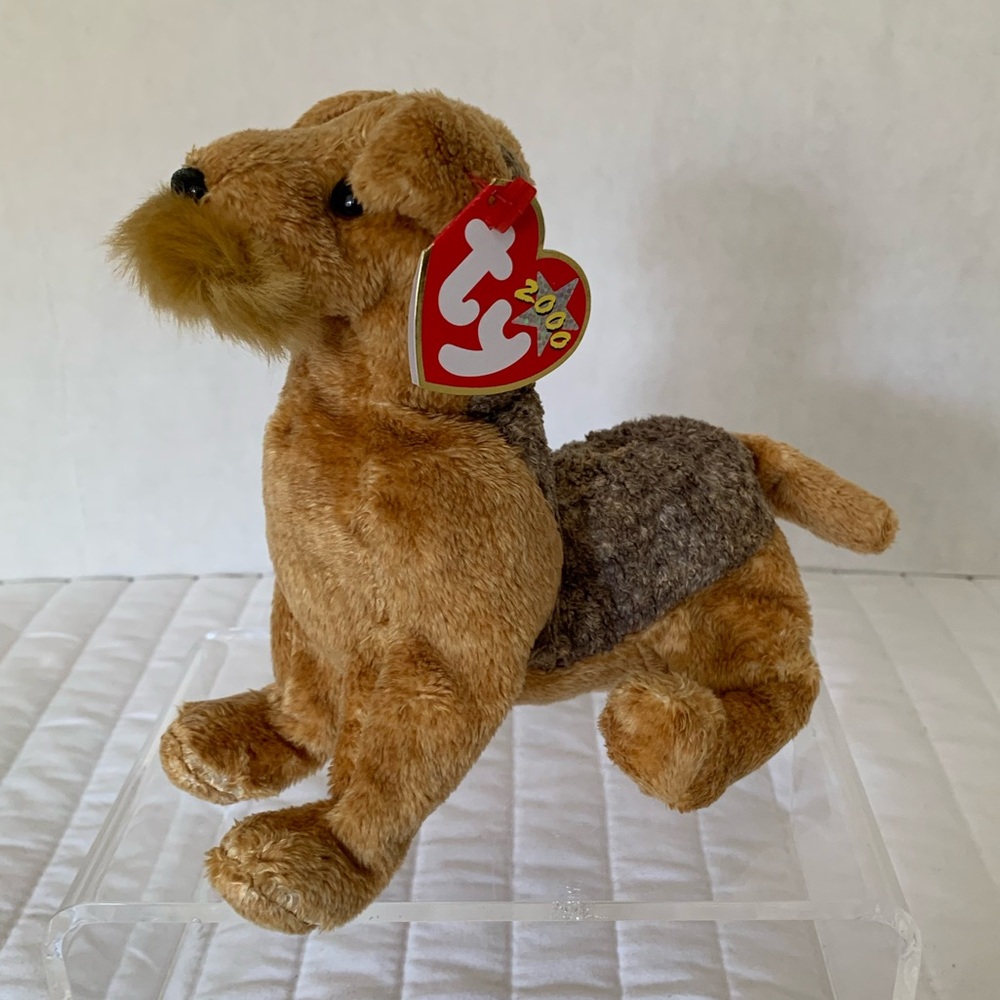 Vintage NWT Beanie Baby Ty Whiskers the Terrier Dog 2000 Stuffed Animal Brown